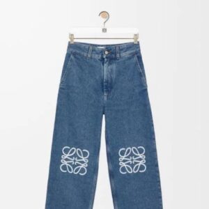 Loewe Women's Blue Anagram Cropped Jeans In Denim